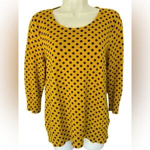 Mustard Yellow and Black Tiny Small Polka Dot Lightweight Sweater Top - M L